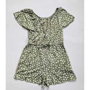 Zunie Girl Romper Size Age 7/8 Green Floral